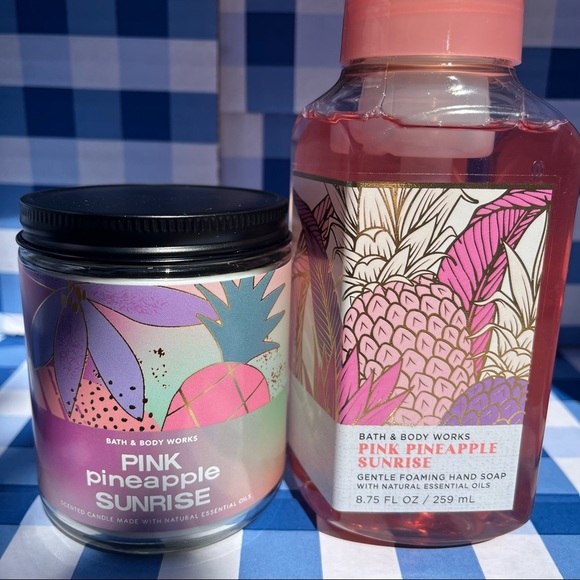 PINK PINEAPPLE SUNRISE Single Wick Candle & Foaming Hand Soap Bundle - Picture 2 of 13
